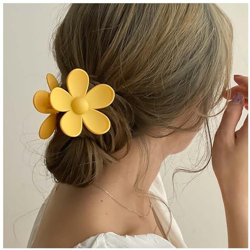Dervivea Flor De Pelo Pinza De Garra Mate Flor Pinza Pinza De Pelo Grande De Plástico Flor Pinzas Para El Cabello Flor Amarilla Pinzas Para El Cabello Margarita Verano Pinza De Pelo Garra