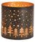Windlicht schwarz goldfarben aus Metall mit Sternen und Tannenbäume Teelichthalter Kerzenständer Weihnachtsdeko Deko Weihnachten