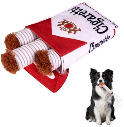 Recitem Hundespielzeug Zigarette – Lustiges Quietschspielzeug in Zigarettenform für Hunde, interaktives Plüsch-Spielzeug für kleine, mittelgroße und große Hunde, langlebig und unterhaltsam