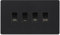 BG Evolve Matt Black Custom Appliance Grid Switch 4 Gang Screwless