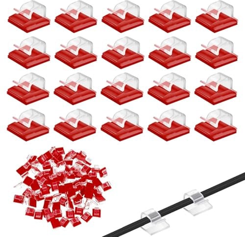 Vierone 70Pcs Cable Hooks Cable Self Adhesive Clips Adhesive Transparent Outdoor Fairy Light Clips Clear Cable Tidy Clips Hanging Decorations Wire Clips for Cables Hooks Office Home Desk Wall