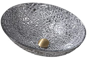 Aufsatzwaschbecken Aufsatzwaschbecken Silbernes Glaswaschbecken Badezimmerwaschbecken Waschbecken Aus Verzinktem Gehärtetem Glas Waschbecken Für Zuhause Ovales Waschbecken Badezimmerwaschbecken Klein