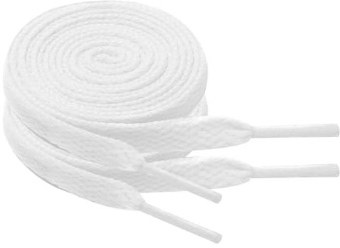 North Bund 2 Paar Flache Schnürsenkell für Sneaker, Sportschuhe,Laufschuhe,Turnschuhe 8mm Flat Shoelace Ersatz Schnürsenkel Weiß 120cm