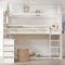 I0I&I0I Etagenbett Hausbett Kinderbett mit Fallschutz, Gitter, Tisch, Regal, Zwei Fenstern, viel Stauraum, Kiefer + MDF (Weiß, 219 x 170,5 x 213,5 cm)