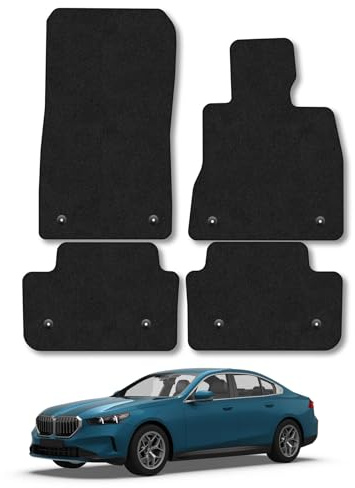 Compatible with BMW 5 Series Saloon (2024+) Car Mats Tailored Fit Carpet Floor Mats Non Slip Black Trim Full Coverage Accessory Front Rear Set Anti Slip Granulated Backing Hand-Finished Clips