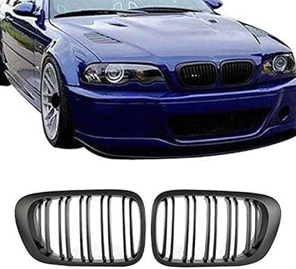 QHuaL Rejilla Delantera del Coche para BMW E46 318I 320I 325I 330I 1998-2002, Rejilla Delantera Parachoques Estilo Accesorios De Carrocería Parrilla Delantera