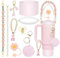 Stanley Cup Accessoires, 9 Pièces Accessoire Stanley Cup, Comprend Capuchon de Protection en Paille, Accessoires pour Stanley Cup 1,2l & 850ml（Rose）