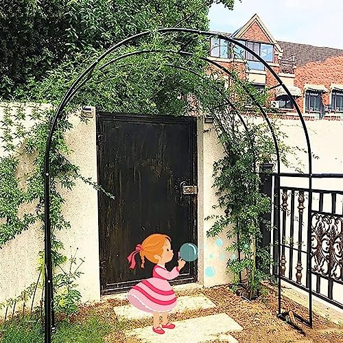 DLLIGTT Arche Jardin Metal Arche À Rosiers De Plante Grimpante 140X230cm 180X220cm 240X220cm Treillis De Fleurs De Robuste Arceau Pergola De Intérieur Extérieur,Noir,W3M*H2.2M