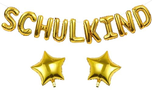 Einschulung Deko Folien Ballons, Deko Schulanfang Mädchen Junge SCHULKIND Ballons, Schulanfang Luftballon Girlande Banner, Kinder Schulstart Schuleinführung für Einschulung Party Dekoration