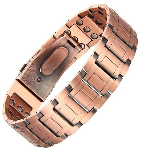 MagEnergy Bracelet Magnétique Cuivre 99,9% Homme, 3 Aimants Puissants, Ajustable avec Outil & Coffret Cadeau