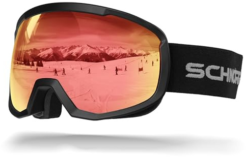 SCHNORR Kinder Skibrille Kidsi Go Rot S2 | Full REVO verspiegelt, Anti-Fog, UV400 Skibrille Kinder,Ski Snowboard Brille Brillenträger für Junior Jungen Mädchen Anti-UV Anti-Fog