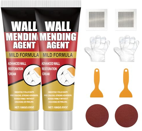 2 Set Spachtelmasse Weiß Innen, Bohrloch Füllung, Wall Repair Paste, Enthält Schaber, Schleifpapier, Handschuhe Geeignet zum Ausbessern von BohrlöChern, Zum Füllen von Rissen, Hohlräumen