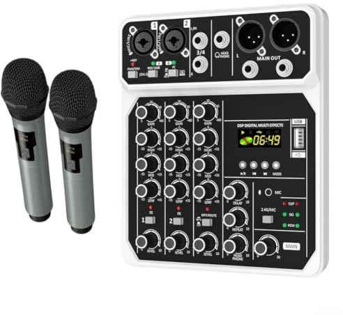Console de mixage compacte 4 canaux 48 V avec micro pour performances Console de mixage miniature à 4 canaux avec alimentation