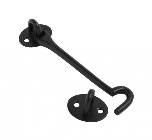 Dzina Cabin Hook Malleable 200mm (8 Inch) Black Pack of 5
