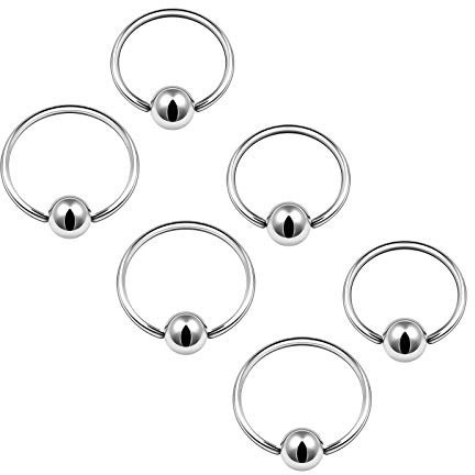 KJM Fashion 6 STK Metall BCR 0,8 mm 20 g 6mm 1/4 8mm 5/16 3mm Tragus Nose Eyebrow Daith Ohrringe Cartilage Piercing Schmuck 4695