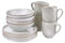 BUTLERS Geschirrset 4 Personen HENLEY Steinzeug Geschirr Set 12-tlg. Kombiservice | Tassen 400ml Schalen 670ml Speiseteller 21cm | Landhausstill reaktive Glasur | Mikrowellen- & spülmaschinenfest
