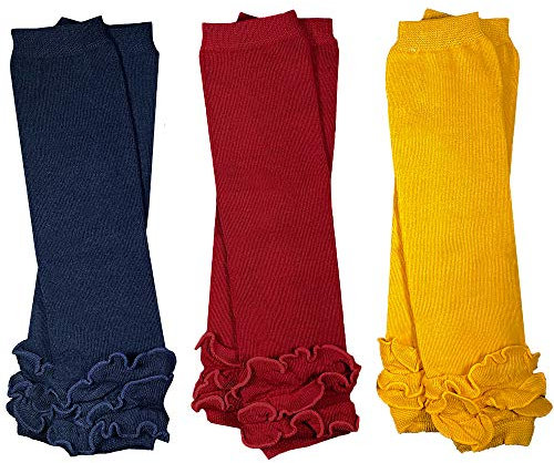 juDanzy 3 Pairs of Baby Girls Leg Warmers for Newborn, Infant, Toddler, Child baby-girls|Navy, Cherry, Mustard Yellow|Newborn