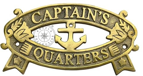 Hanzla Collection Wandschild mit nautischem Kapitänsviertel, 17,8 cm, antikes Messing, 17,8 cm