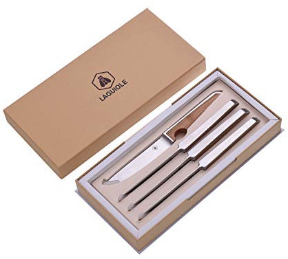 LAGUIOLE - Laguiole 426848 Set mit 4 Edelstahl-Steakmessern (24,3 cm) mit braunem Bambusholzgriff - - Braun