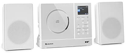 Auna Radio Portatile, Radio DAB con Bluetooth e Lettore CD, Radio FM/DAB/DAB+, Sistema Stereo AUX, Radio Dab Casa con Display LCD, Telecomando, Streaming Spotify & MP3, Radio Vintage con 2 Casse