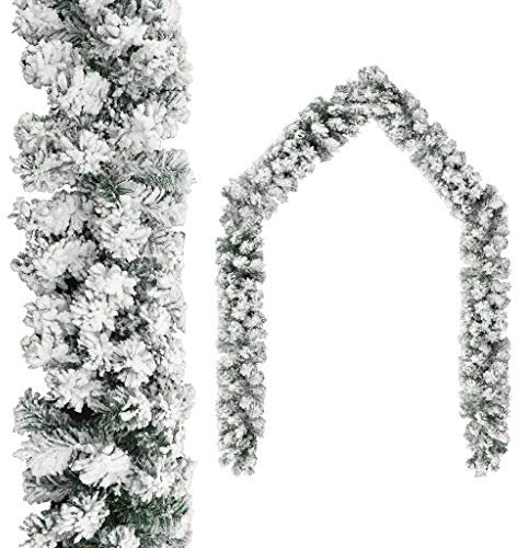 vidaXL Weihnachtsgirlande mit Schnee Künstliche Girlande Weihnachstdeko Tannengirlande Türgirlande Türbogen Weihnachten Grün 5m PVC