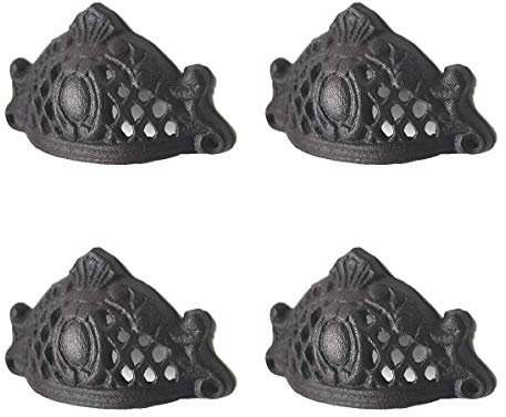 TentHome 4x Vintage Muschelgriffe Möbelgriffe Möbelknöpfe Set Antik Gusseisen Schrankgriffe Hohl Türgriffe Griffe für Schublade Schrank Kabinett Küche Möbel Halbkreis