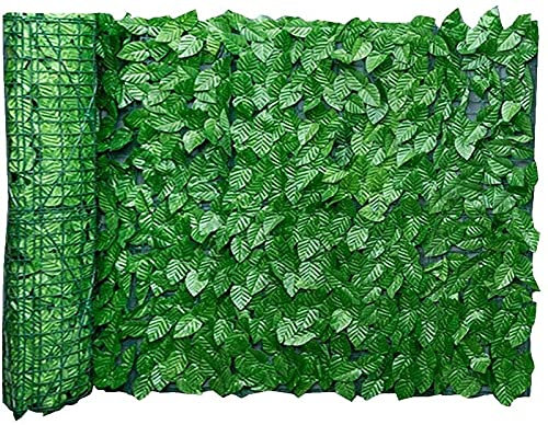 Giftik Haie de lierre artificielle en rouleau, clôture de jardin, aménagement paysager, clôture de balcon, décoration (feuille verte, 50 cm x 100 cm)