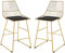HOMCOM Set of 2 Bar Stools, Modern Counter Height Breakfast Bar Chairs with Wire Metal Frame for Kitchen, Dining Room, Gold