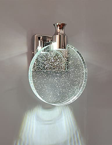 KRIPINC Kristall Wandleuchte, Silber LED Wandleuchte, Wandlampe Vintage, Rund Kristall Wandlampe für Wohnzimmer Schlafzimmer Nachttisch Badezimmer Flur (Groß)