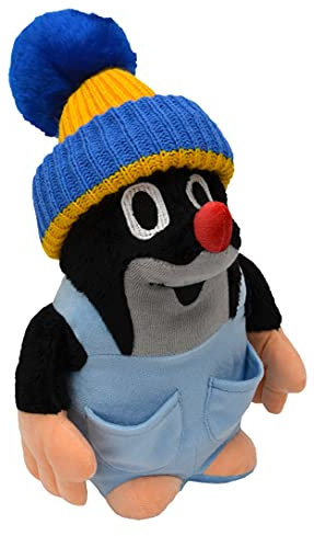 Zdeněk Miler Plüschtier Kuscheltier 28 cm Original Der Kleine Maulwurf mit Blau Mütze und Hose, Stehend Stofftier Schmusetier für Kinder Baby Jungen Mädchen