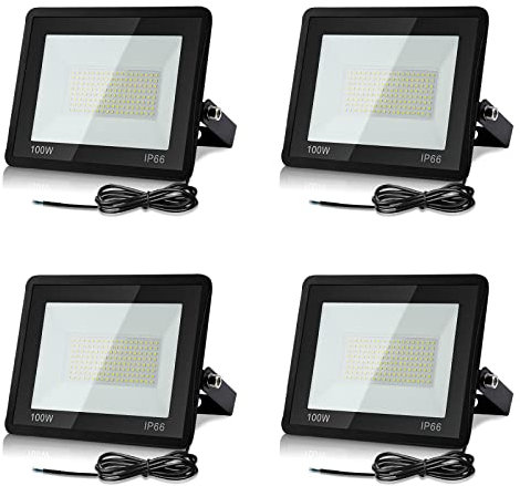 Lospitch 4x100W LED Strahler Außen, 3000K Warmweiß Superhell LED Fluter, 8500LM Außenstrahler IP66 Wasserdicht Aluminium Scheinwerfer Licht für Garten, Garage, Hof oder Hote