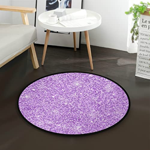 Tappeto rotondo lucido da 9 m, lavabile, morbido tappetino da cucina, soggiorno, camera da letto, studio, lavanderia, tappeto lilla con motivo scintillante