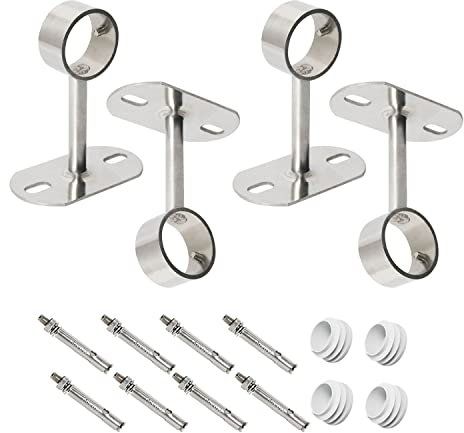 Ohamtes Lot de 4 supports de fixation ID32 mm, longueur 100 mm, pour tringle à vêtements, tringle à rideau de douche, support de tringle à rideau, convient pour montage au plafond ou au mur