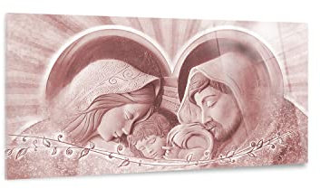 Giallobus - Quadro - 14 - Capezzale Moderno - Benedizione Sacra Famiglia - Rosa Antico - Vetro Acrilico - 100x50 - Pronto da Appendere - Quadri Moderni per la casa