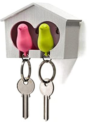 Jorzer Pendant Keyring Bird Whistle Key Ring Mini Gift Key Holder Hook Keyring Set Holder Green Bird Wood House Sparrow Bird Key Ring Style