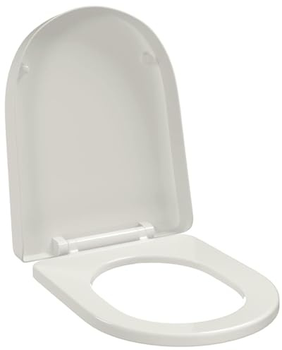 HOMIUSE Toilettensitz mit Absenkautomatik Quadratisch Weiß Toilettendeckel Wc Sitz mit Absenkautomatik Toilettendeckel mit Absenkautomatik Wc Deckel Universal Soft-Close-Funktion 48x35 cm