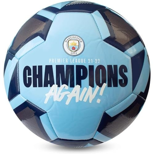 MANCHESTER CITY Hy-Pro Offiziell lizenzierter FC 2021/22 Premier League Champions Fußball, Größe 5, Blau, Man City, Training, Match, Merchandise, Sammlerstück für Kinder und Erwachsene