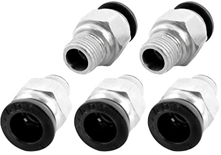 M METERXITY 5 Paquet 1/8BSP Mâle Insertion Raccord Rapide Raccord - Droit Union Adaptateur, Pousser pour Connecter Raccords, Appliquer à Air Pneumatique Système (8 mm, Argent)