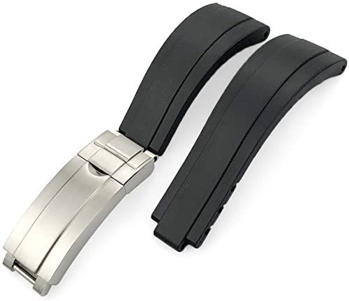 SERDAS Gummi-Armband 20 mm 21 mm passend für Rolex Submariner GMT Daytona Oyster Perpetual Yacht Master Slide Lock Schnalle Silikonband, 20 mm, Achat