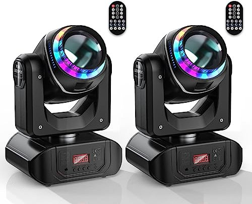 100W Moving Head LED mit Fernbedienung 18 Prismen/10 Muster Bühnenlicht Strahleffekt Hohe Helligkeit Leistungsstarker Scheinwerfer Partylicht für Disco Live Show Bar Bühnentechnik 2pcs