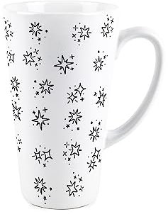 Purely Home Stars Tall Latte Mug - Ceramic White Tea/Coffee Present Gift