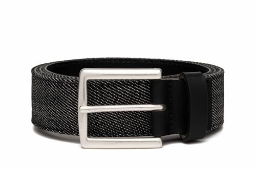 Replay Herren Gürtel aus Raw Denim, Denim Black 492 (Schwarz), 90