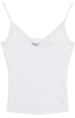 Superdry Damen Geripptes Essential Trägertop mit Spitze aus Bio-Baumwolle
