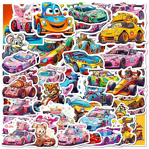Bric Dodo 50 Stück Sportwagen Racing Cars Aufkleber Motorrad Laptop Wasserflaschen Telefon Gitarre Skateboard Fahrrad Rennwagen Vinyl Stickers Wasserdicht Ästhetisch für Jugendliche Kinder Erwachsene