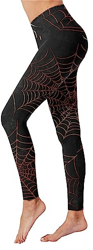 boseucn Halloween Leggings Damen, Damen Leggings Festlich Spinne Spinnennetz Drucken Sport Yogahosen Slim Fit Hohe Taille Lange Fitnesshose Tights Elastische Strumpfhosen Freizeithosen Streetwear