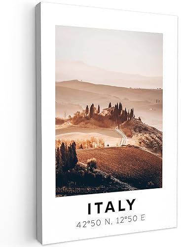 MuchoWow© Leinwand Groß 80x120 cm XXL Deko Schlafzimmer Aesthetic Leinwandbilder Wohnzimmer Gemälde Foto Geschenk Living Room Decoration Italien - Toskana - Bäume