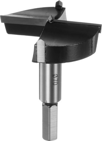 sourcing map Forstnerbohrer 70 mm Wolframkarbid Holz Forstnerbohrer Öffner Cutter für Scharnierloch Bohren Holzbearbeitung, Schwarz
