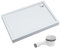 AQUABAD Duschwanne/Duschtasse | Komplettset Ultima mit LeakProtect Technologie Smooth White 80x120cm Rechteck | inkl. Ablaufgarnitur/Siphon Alcadrain A49CR