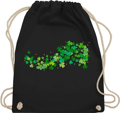 Turnbeutel Rucksack - St. Patricks Day - Kleeblätter Glück Glücksbringer Shamrock Glückssymbol Irland Irisch - Unisize - Schwarz - sankt kleeblatt tasche patrick paddys st patrick's st.patricks