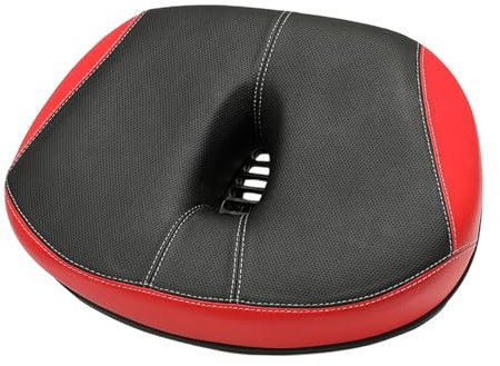 JISADER Nasenloser Fahrradsattel Rutschfrei, Verbreiterter Sattel, Mountainbike Fahrradsattel Ersatzteile, Comfort Bicycle Seat Cushion No Nose, PU-Fahrradsattelkissen Bequem für Männer Frauen, Rot